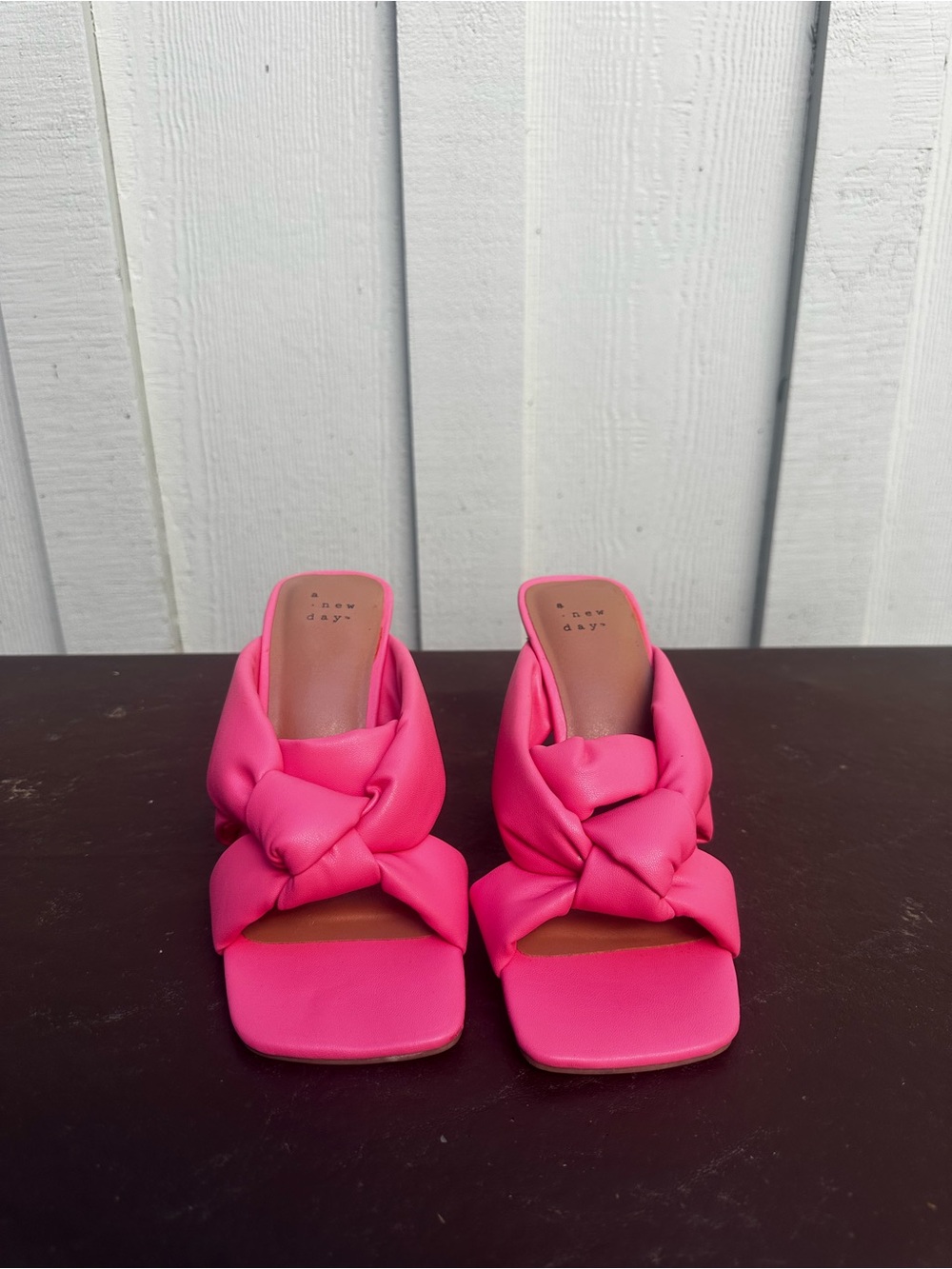 Bright Pink Knotted Slide Mules